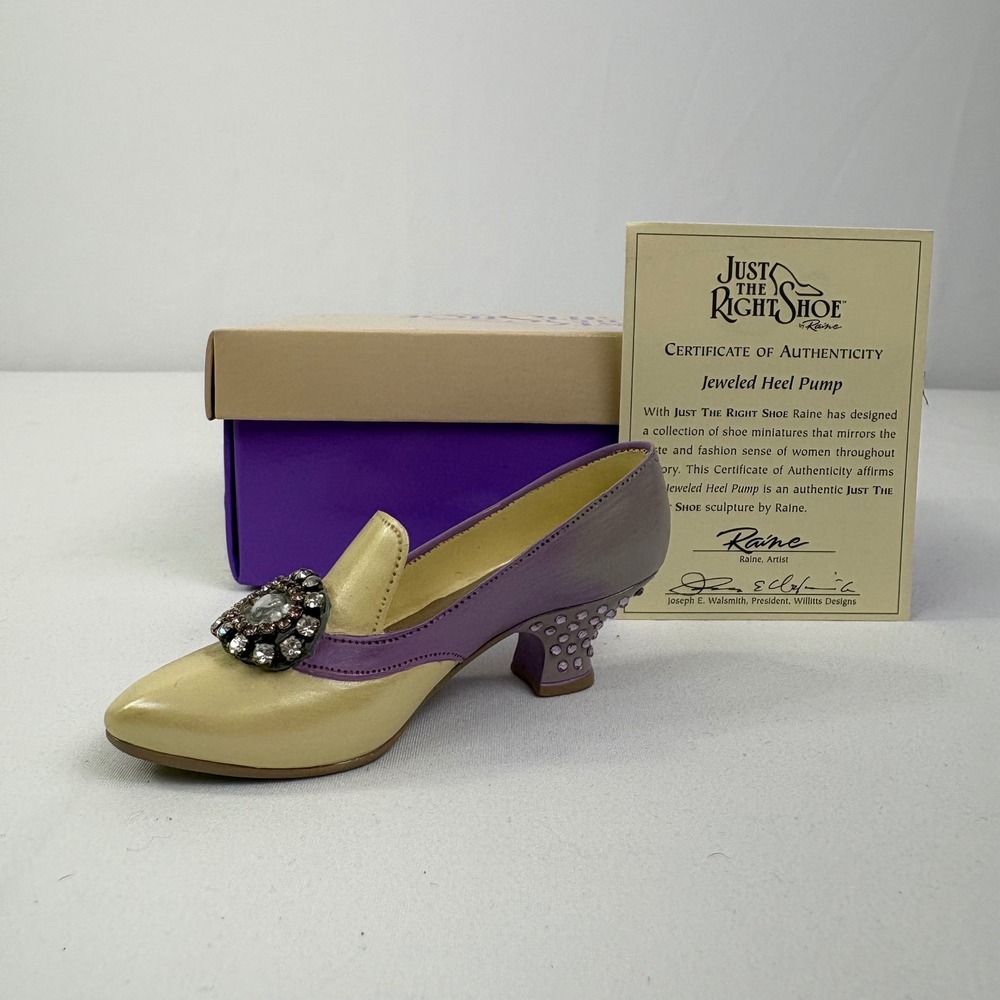 Vintage Just The Right Shoe By Raine Jeweled Heel Pump 25011 1998 Box COA